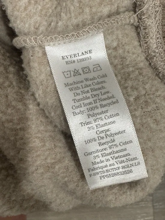 Everlane ReNew Fleece Sweatshirt Beige Oatmeal Teddy Crewneck Cozy Pullover L - Picture 4 of 7